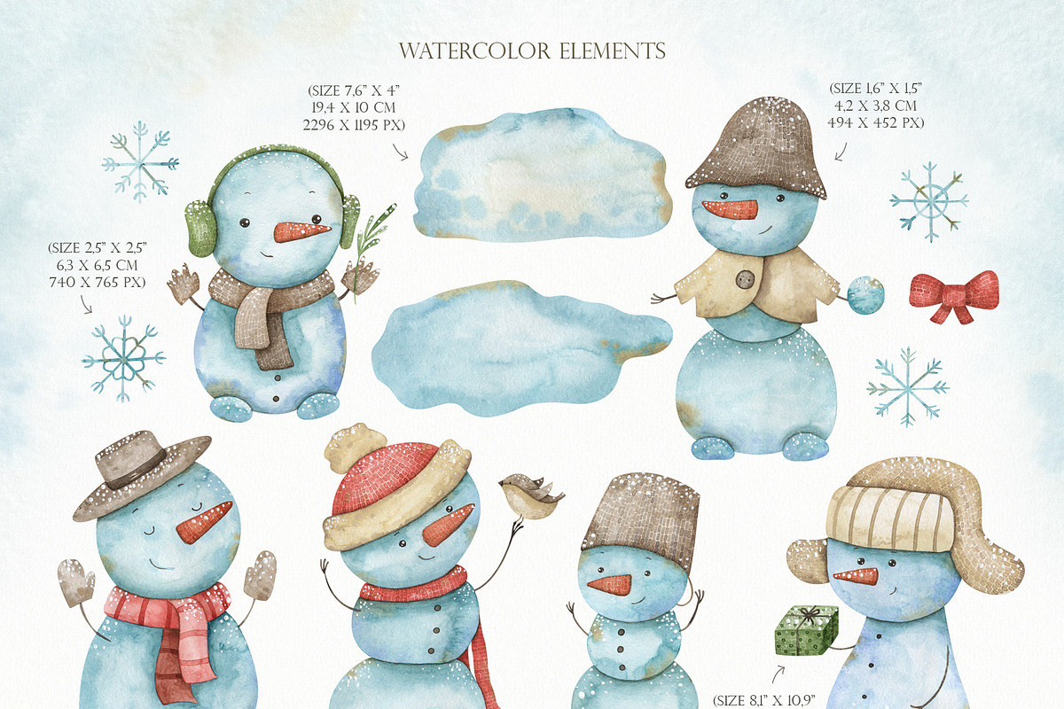 Watercolor festive winter clipart, an Illustration by OrangePeafowlArt (Photo 2 of 11)