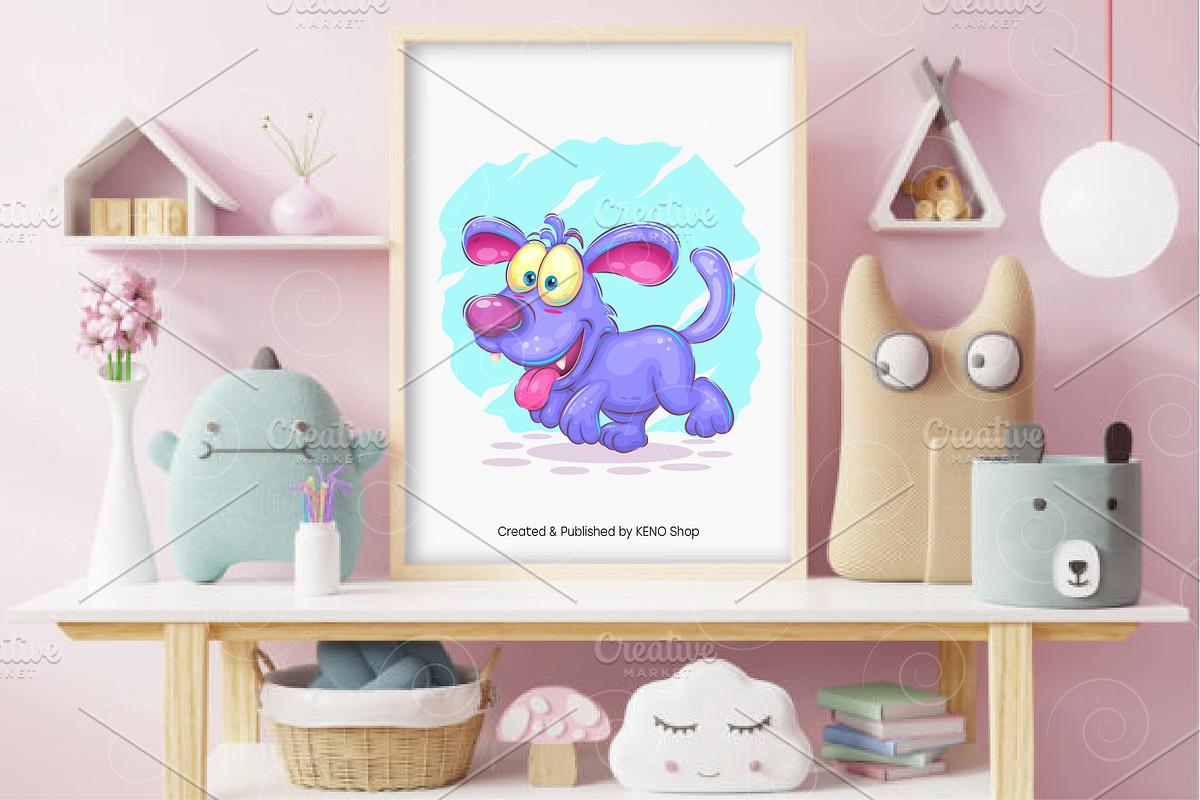 Blue puppy walking. Tshirt, PNG., an Animal Illustration by KENO Mascots (Photo 3 of 4)