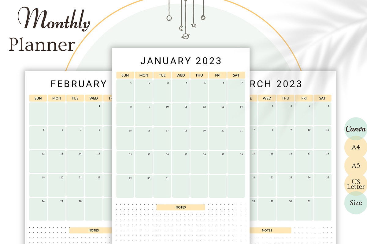 Minimalist Monthly Planner 2023, a Stationery Template by CreativeBundlex (Photo 1 of 4)