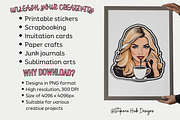 Girl Sipping CoffeeSticker Clipart, a Person Illustration by Stickera Hub (Thumbnail 4 of 8)