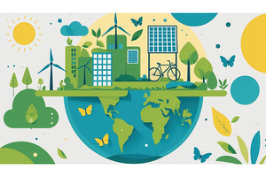 Sustainable city concept with, an Illustration by tilialucida