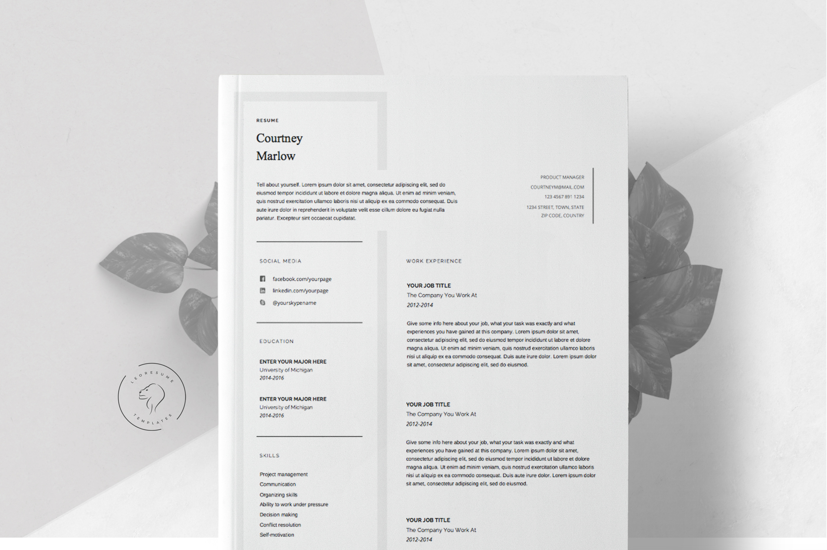 Resume Template for Word - 5 Pages | Resume Templates ~ Creative Market