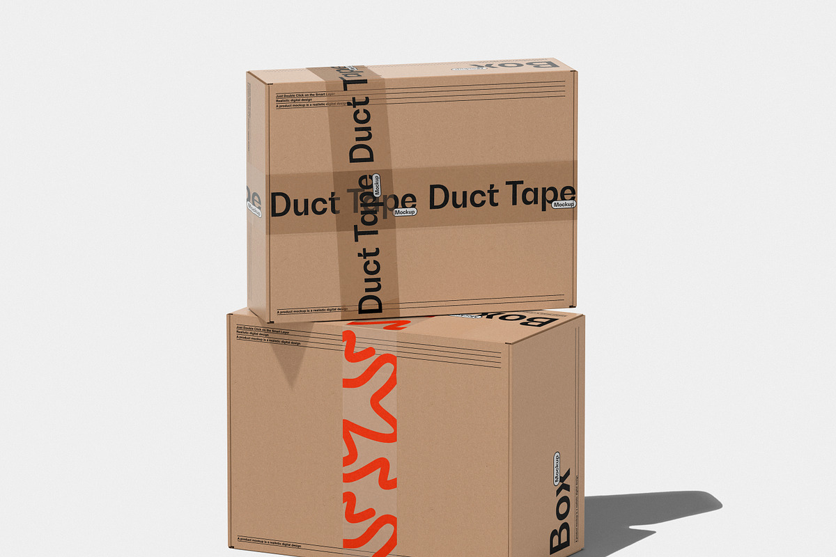 Parcel Boxes & Duct Tapes Mockup, a Packaging Mockup by Design Squad (Photo 1 of 2)