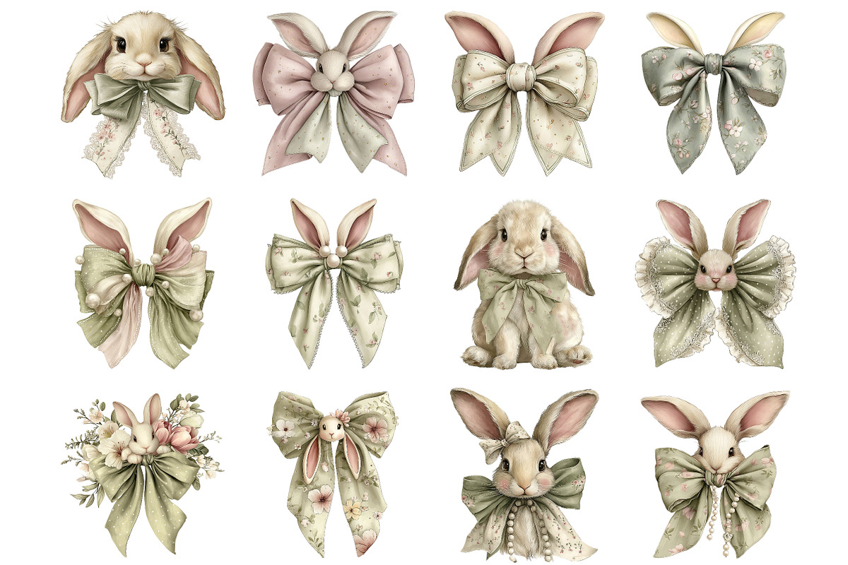 Easter Bunny Bow Clipart, an Illustration by DreamArtGraphic (Photo 5 of 5)