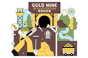 10 Gold Mine Industry Illustration, a Work Illustration by denayunebgt