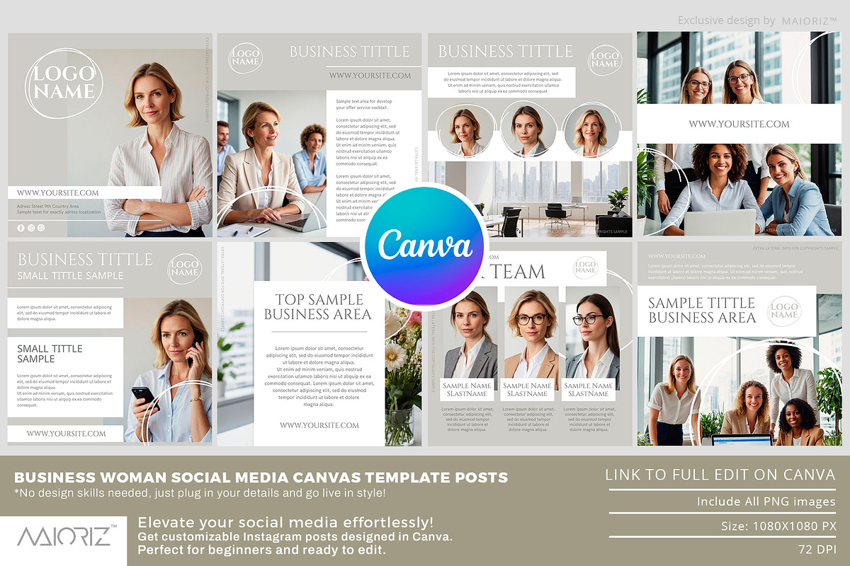 Business Womans Social Canva Posts, a Social Media Template by Maioriz Shop (Photo 1 of 2)