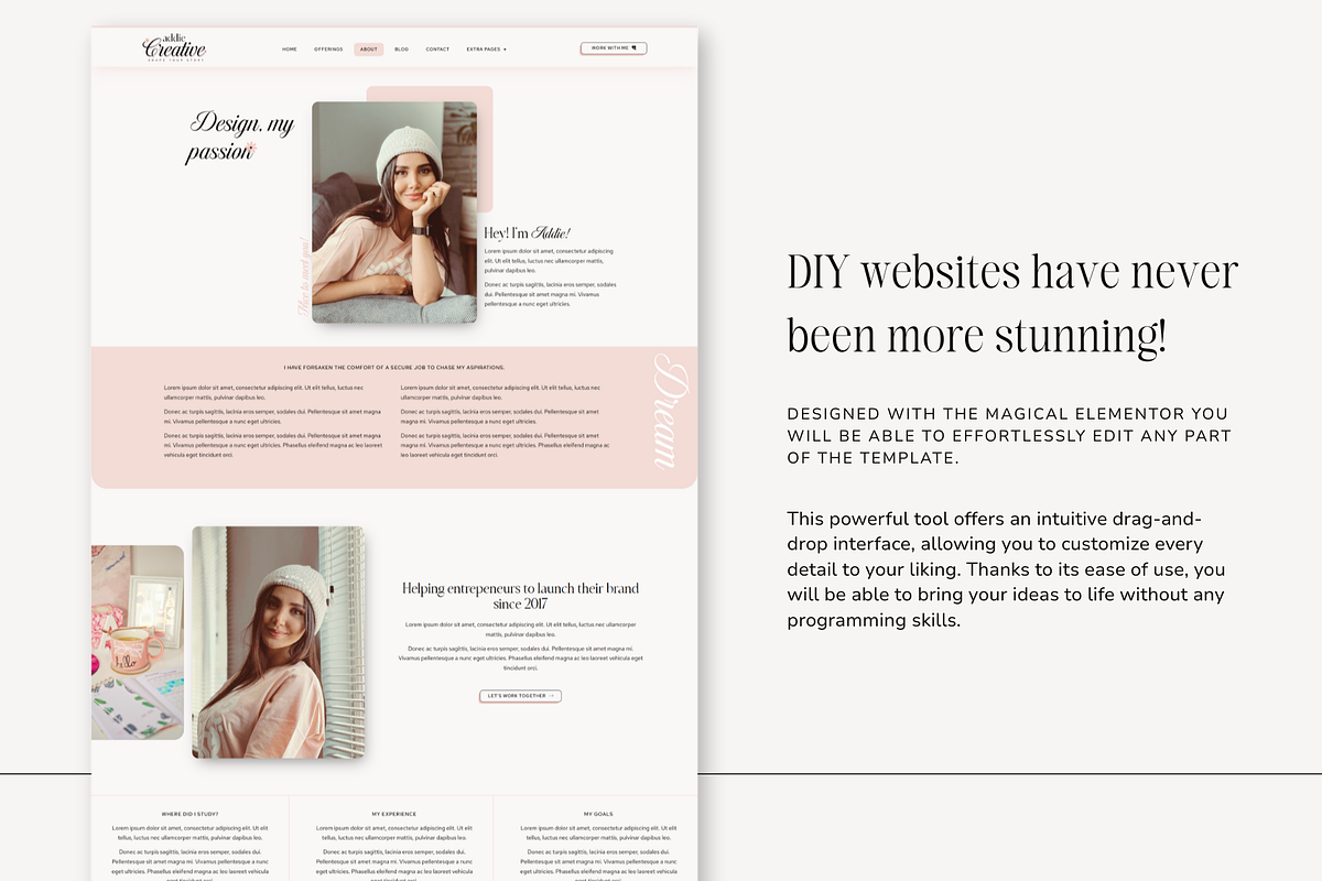 Addie | WordPress, Elementor pro, a WordPress Template by DesignWithCris (Photo 2 of 6)