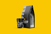 Coffee Pouch Mockup with cup, a Cups & Container Mockup by easymock (Thumbnail 6 of 9)