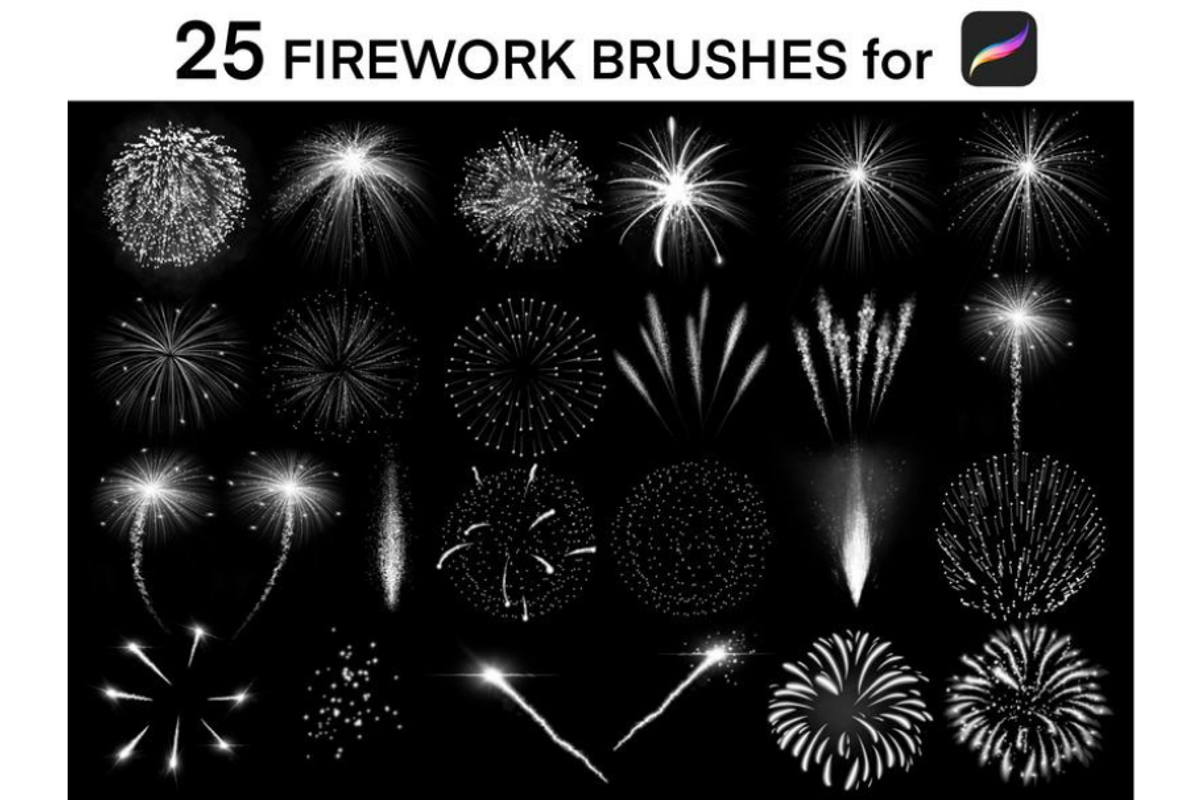 25 Procreate Fireworks Brushes Set, a Brush Add-On by LiuBi Art (Photo 2 of 4)