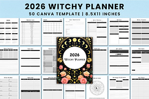 2026 Witchy Planner For Canva, a Stationery Template by Shumaya