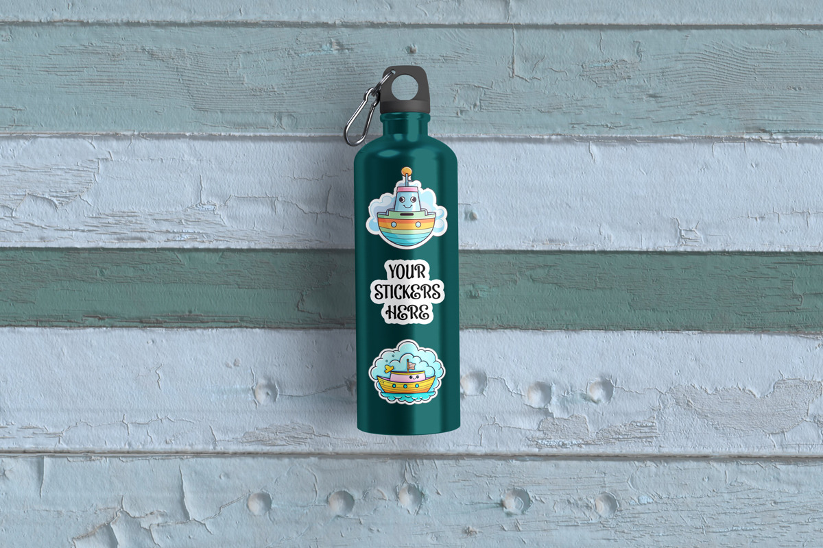 Stainless Steel Water Bottle Mockup, an Advertising Mockup by Rami's Mockups (Photo 9 of 9)