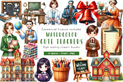 Cute Teachers Clipart, an Illustration by CreationArt (Thumbnail 1 of 5)