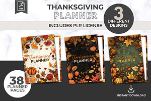 PLR Thanksgiving Planner x 3 Designs, a Design Template by Jennifer Magri Templates
