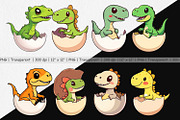 Hatching Baby Dinosaur Clipart, a Graphic by Artnoy (Thumbnail 2 of 5)