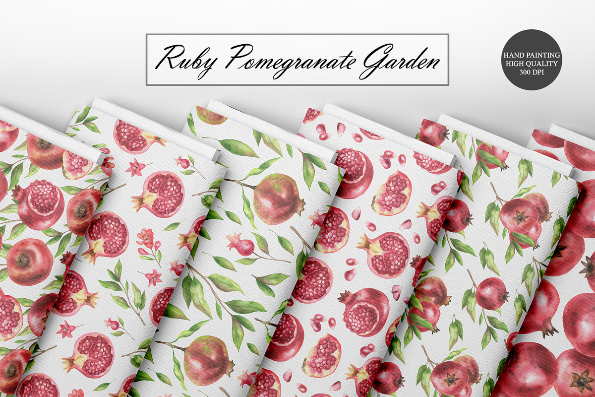 Pomegranate Seamless Patterns, a Food Illustration by OlDm_Shop (Photo 9 of 10)