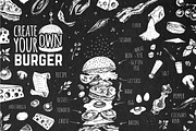 Burger menu. Hand-drawn. Chalk style, a Decorative Illustration by Margo Miller (Thumbnail 7 of 15)