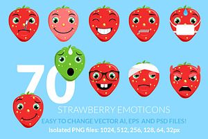 Strawberry Emoticons / Emoji