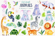 Watercolor Jungle Animal Clipart, an Animal Illustration by Watercolor Nastasia Art (Thumbnail 1 of 7)
