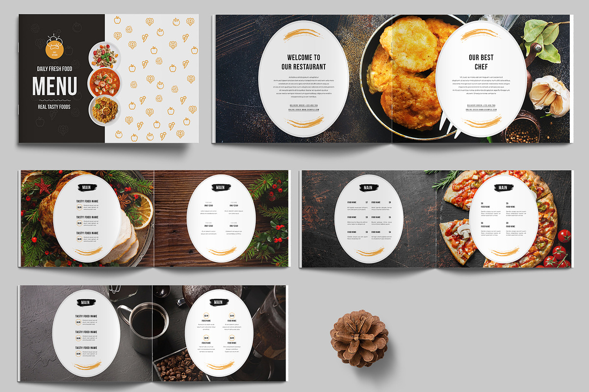 Food Menu Template Landscape, a Stationery Template by MightyDesign (Photo 1 of 7)
