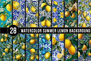 Watercolor Summer Lemon Background, an Illustration by DreamArtGraphic (Thumbnail 1 of 5)