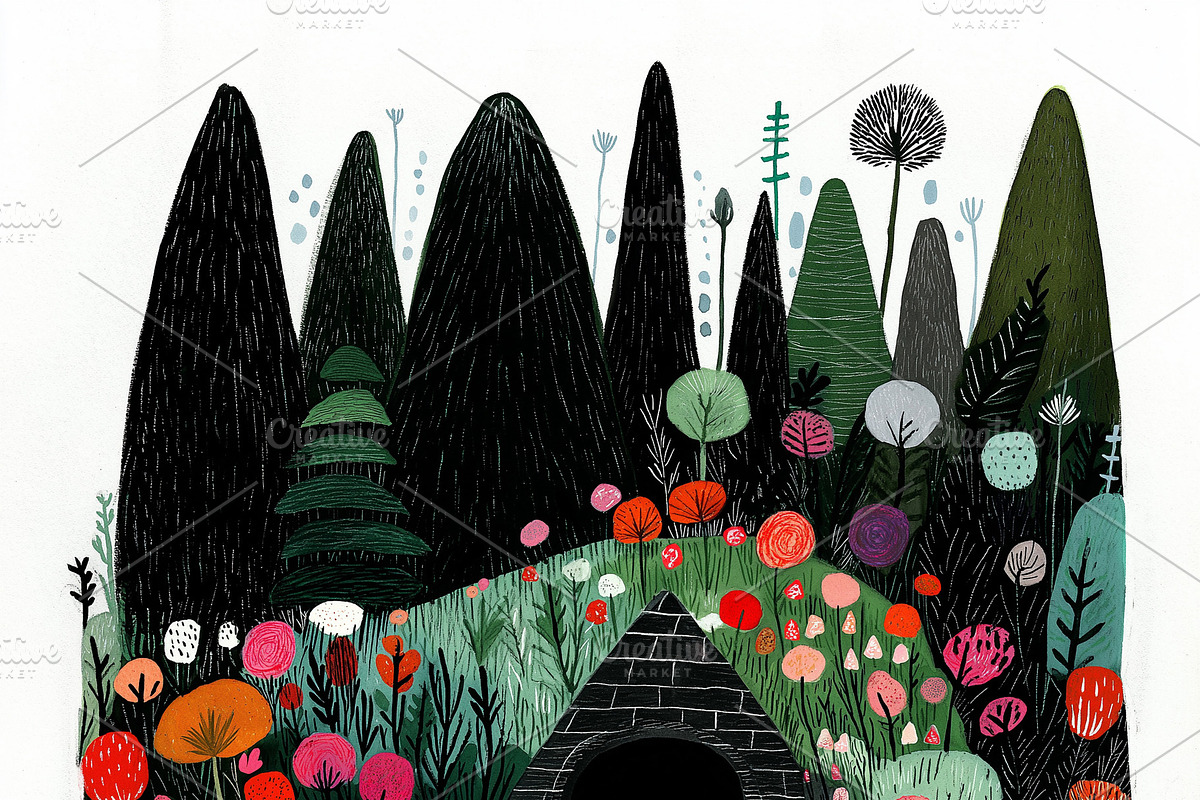 A mysterious tunnel going through, a Seasonal Illustration by Sybillla