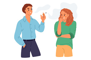 Woman covers her nose with hand to, a Person Illustration by Vectorbuum