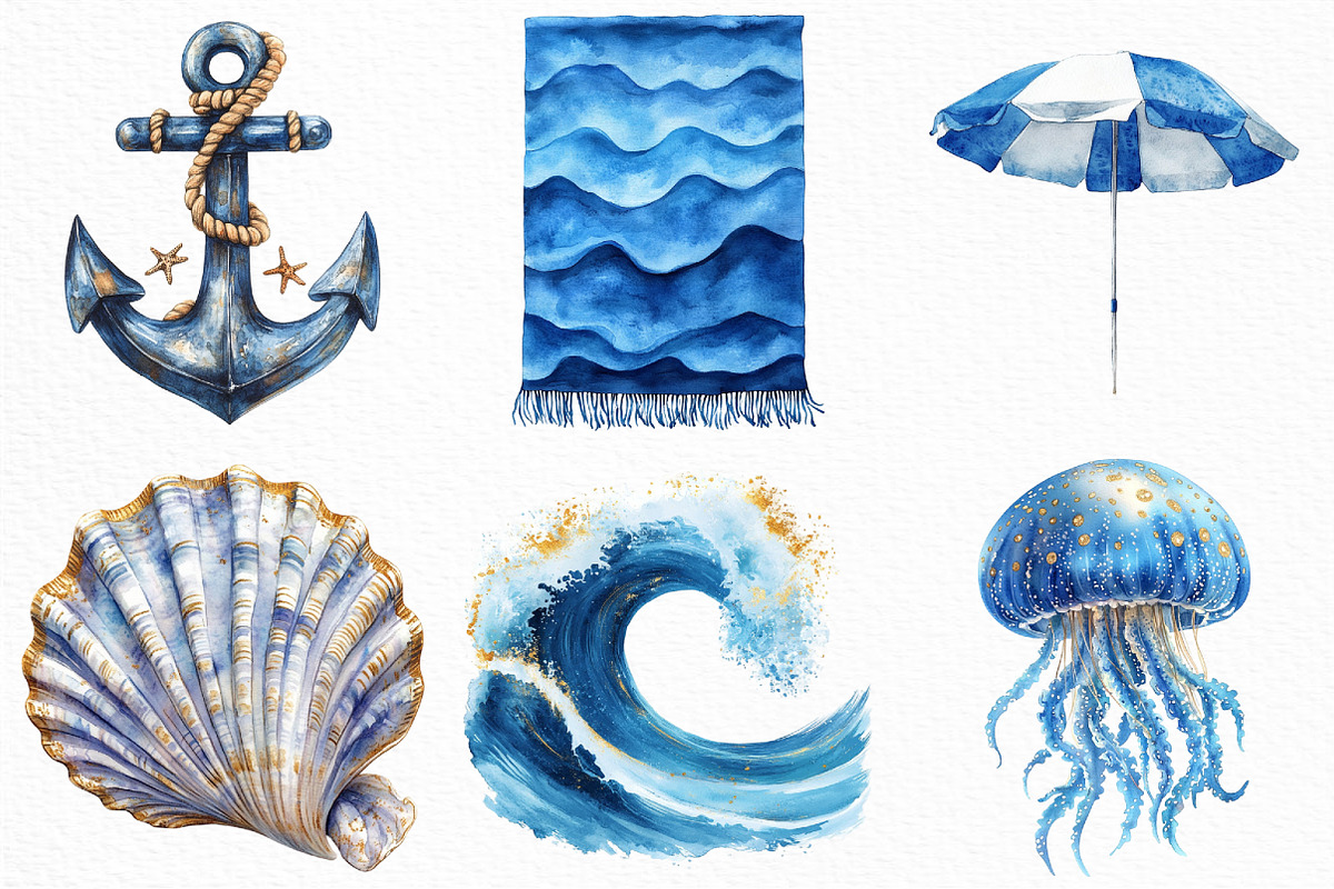 Sea Summer Azura Coast Clipart, an Illustration by Craft Nest (Photo 2 of 6)