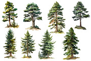 Trees and mountains,watercolor, an Object Illustration by AkvarelRiver (Thumbnail 5 of 6)