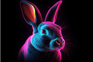 Pink Neon Rabbit. Generate Ai