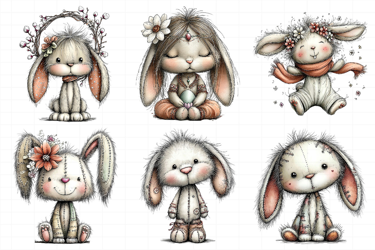 Boho Easter Bunny Clipart, an Illustration by Daily.Designs (Photo 3 of 8)