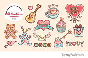 Be my Valentine clip arts CL022, an Illustration by Old Cauldron Design