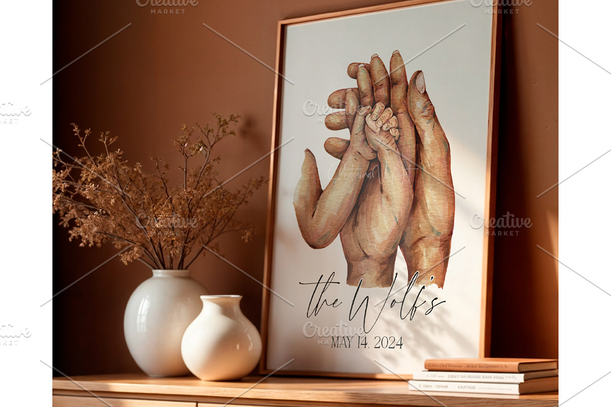 New Family Parents and Newborn Hands, a Person Illustration by EkaterinaViArt (Photo 2 of 5)