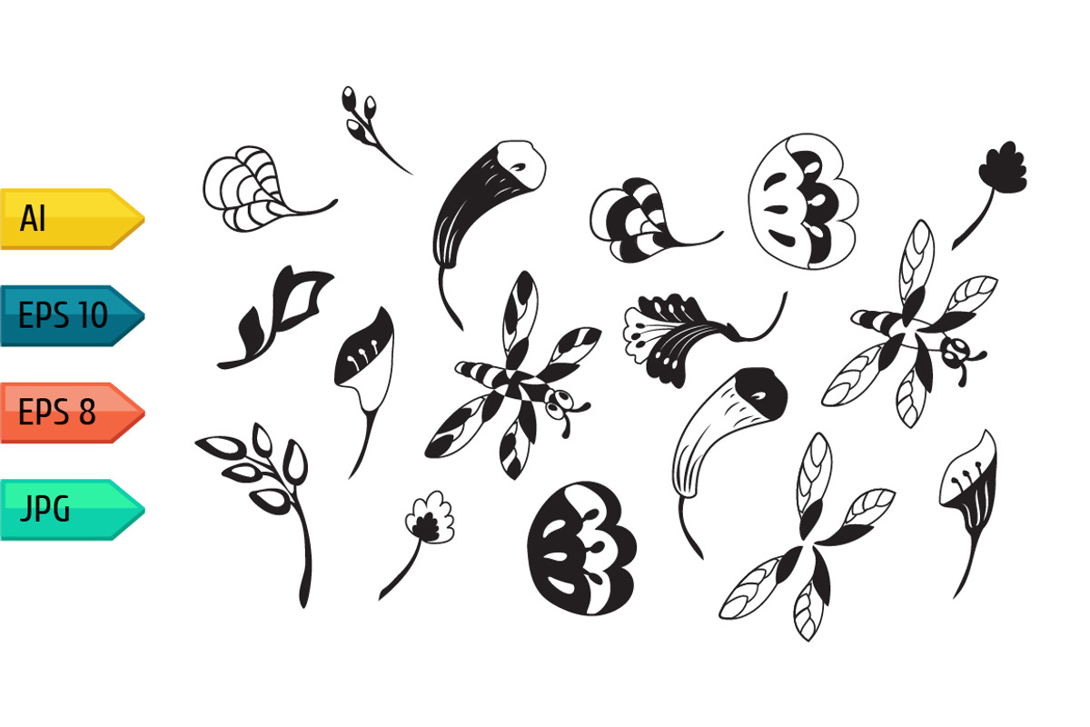 Set of vintage floral silhouettes, a Pattern Graphic by julia_musdotter (Photo 7 of 11)