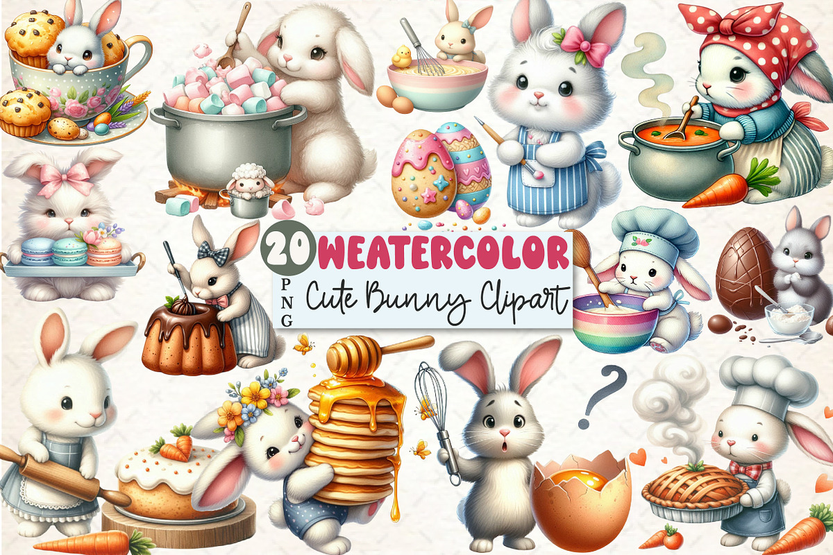 Eastertime Cooking Bunny Clipart, an Illustration by Rose Art (Photo 1 of 4)