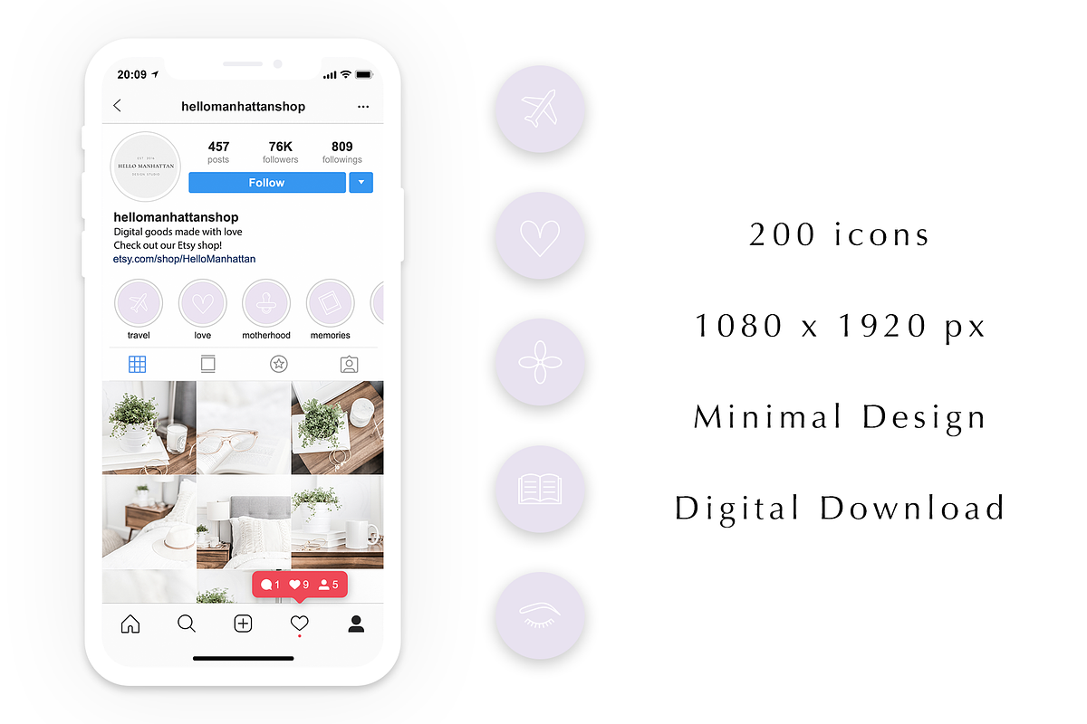 200 Instagram Story Highlight Icons, a Social Media Template by Blog&Glow (Photo 4 of 4)