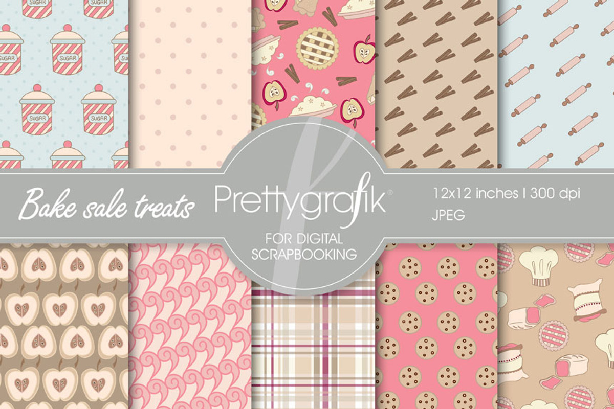Bake sale treats digital paper