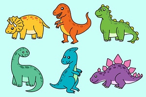 30 Cute Dinosaurs Fossil Cartoon