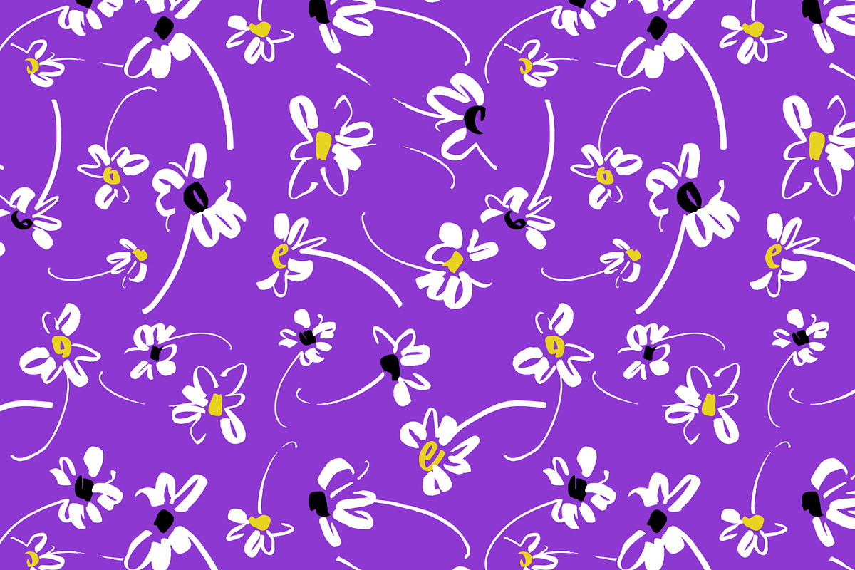 Simple daisies. Vector set 4 prints., a Pattern Graphic by GALAKAM (Photo 4 of 6)