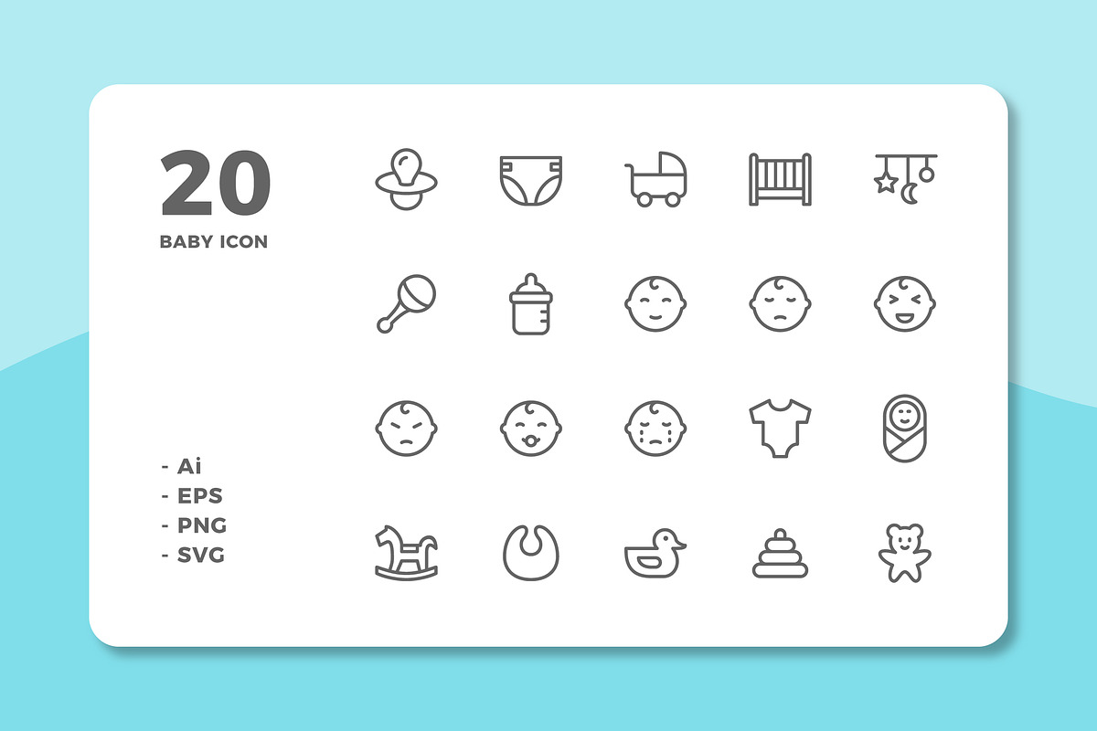 Baby Icon Set, an Outline Icon by Deemak Daksina (Photo 1 of 3)