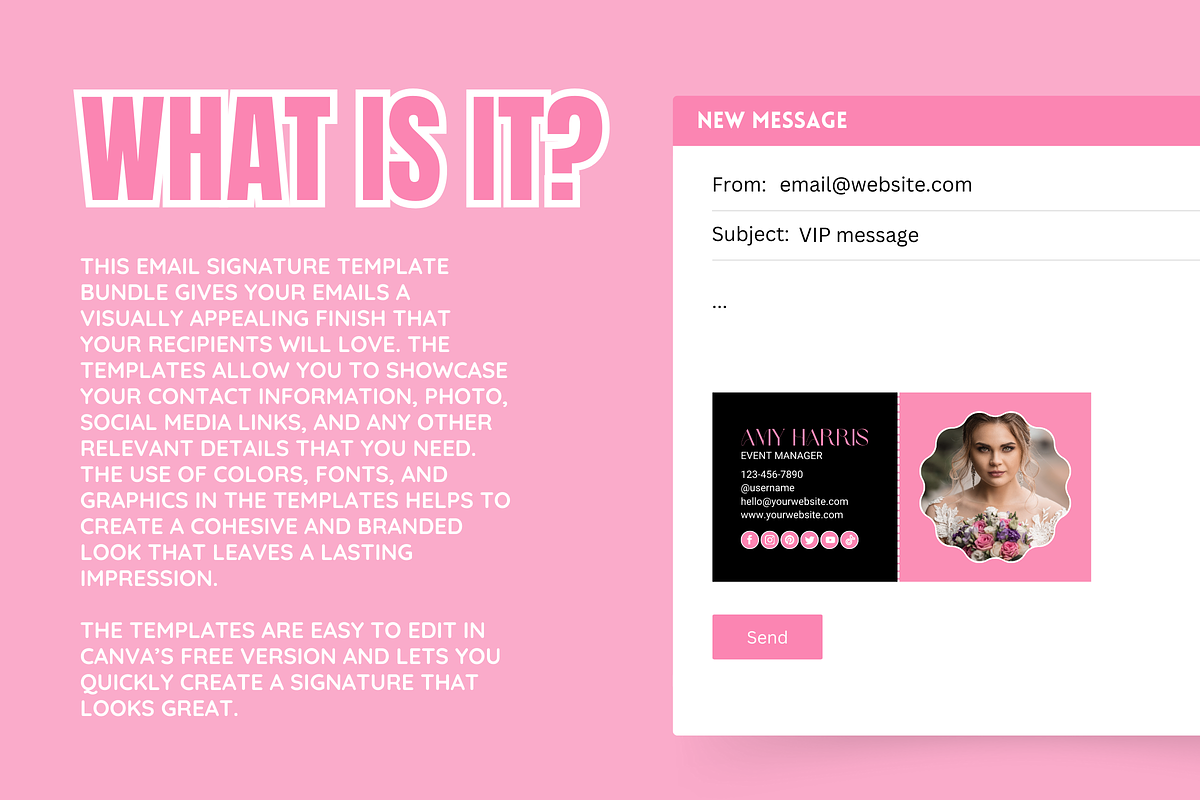 Black and Pink Email Signature, an Email Template by SunshineStudioBoutique (Photo 2 of 9)