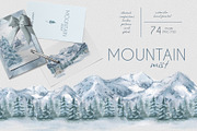 Winter landscape watercolor clipart, an Illustration by Kate Lanbina (Thumbnail 1 of 12)