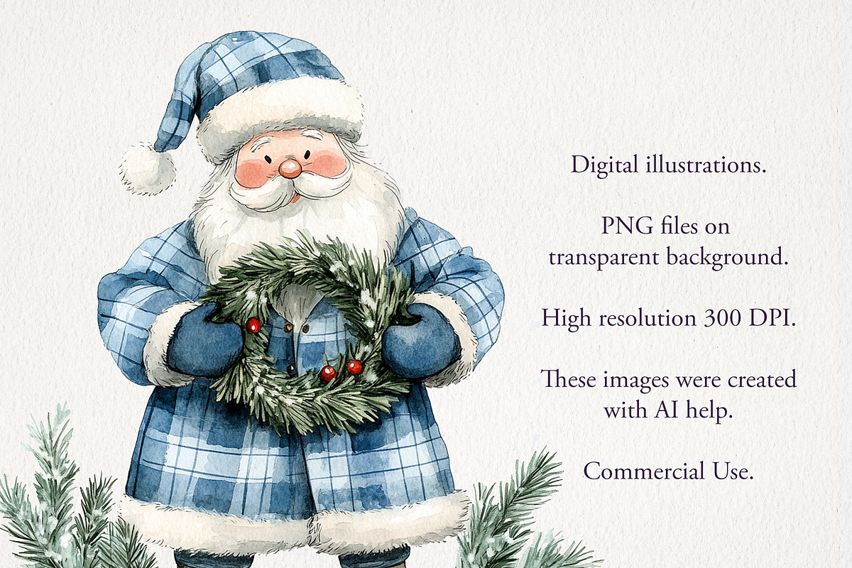 Blue Christmas Clipart 76 PNG, a Seasonal Illustration by EleSArtDesign (Photo 6 of 6)