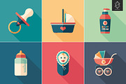 Baby time flat square icon set, an Icon by Yury Velikanov (Thumbnail 2 of 4)