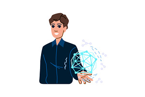 Businessman holding digital network, a Technology Illustration by pikepicture