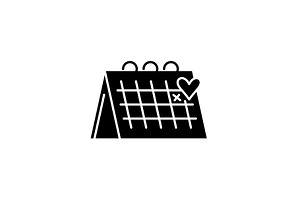 Calendar Black Icon, Vector Sign On