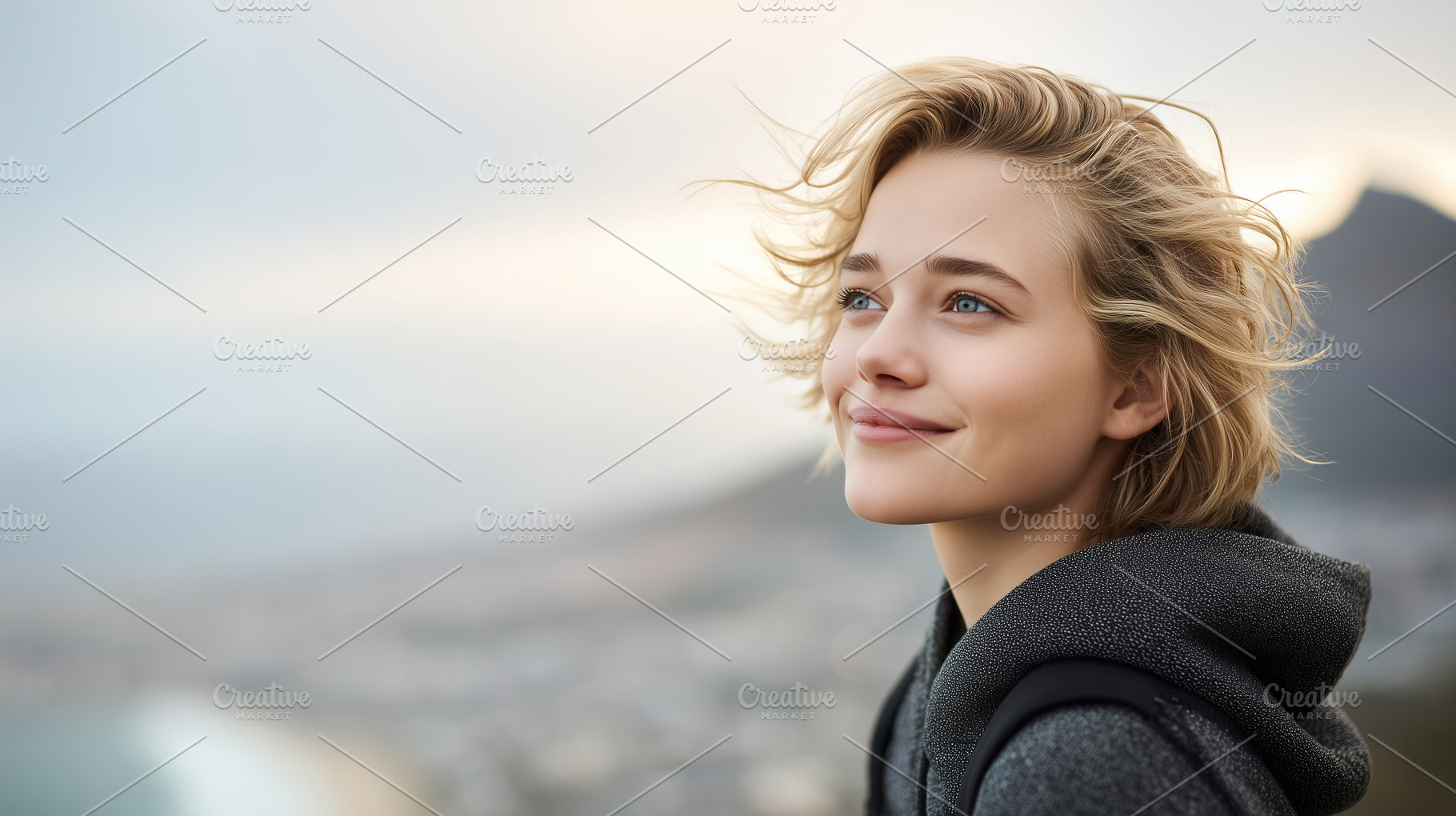 Young woman with short blonde hair, a Person Photo by MistyDay