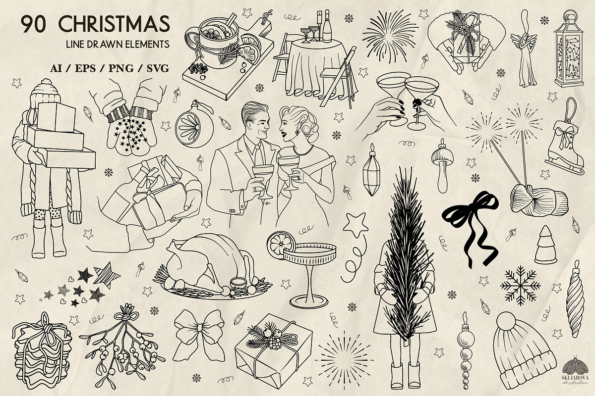 Christmas line art + Procreate, an Illustration by Skliarova (Photo 3 of 4)