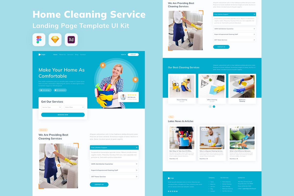 Home Cleaning Service Landing Page, an UI Kit Template by Betush