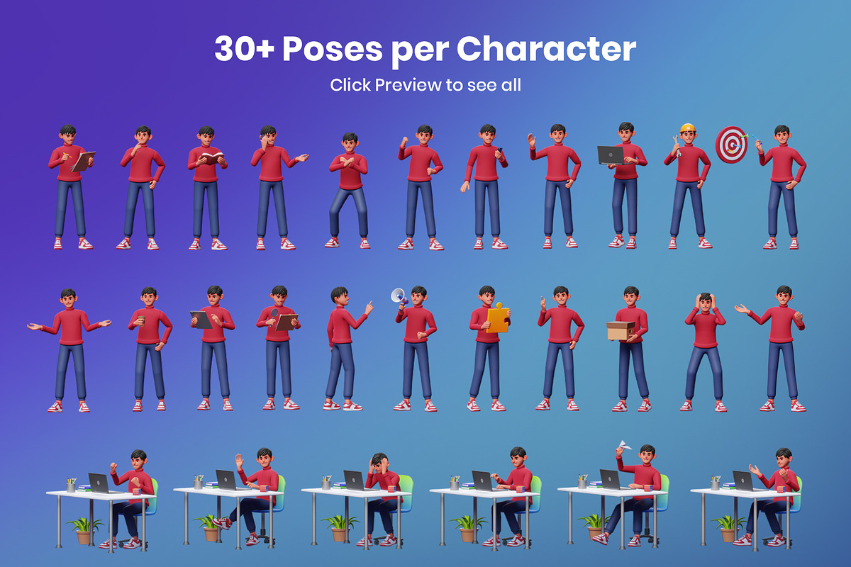 3D Characters Work Activity, a Characters & Person 3D Model by Rakata ...