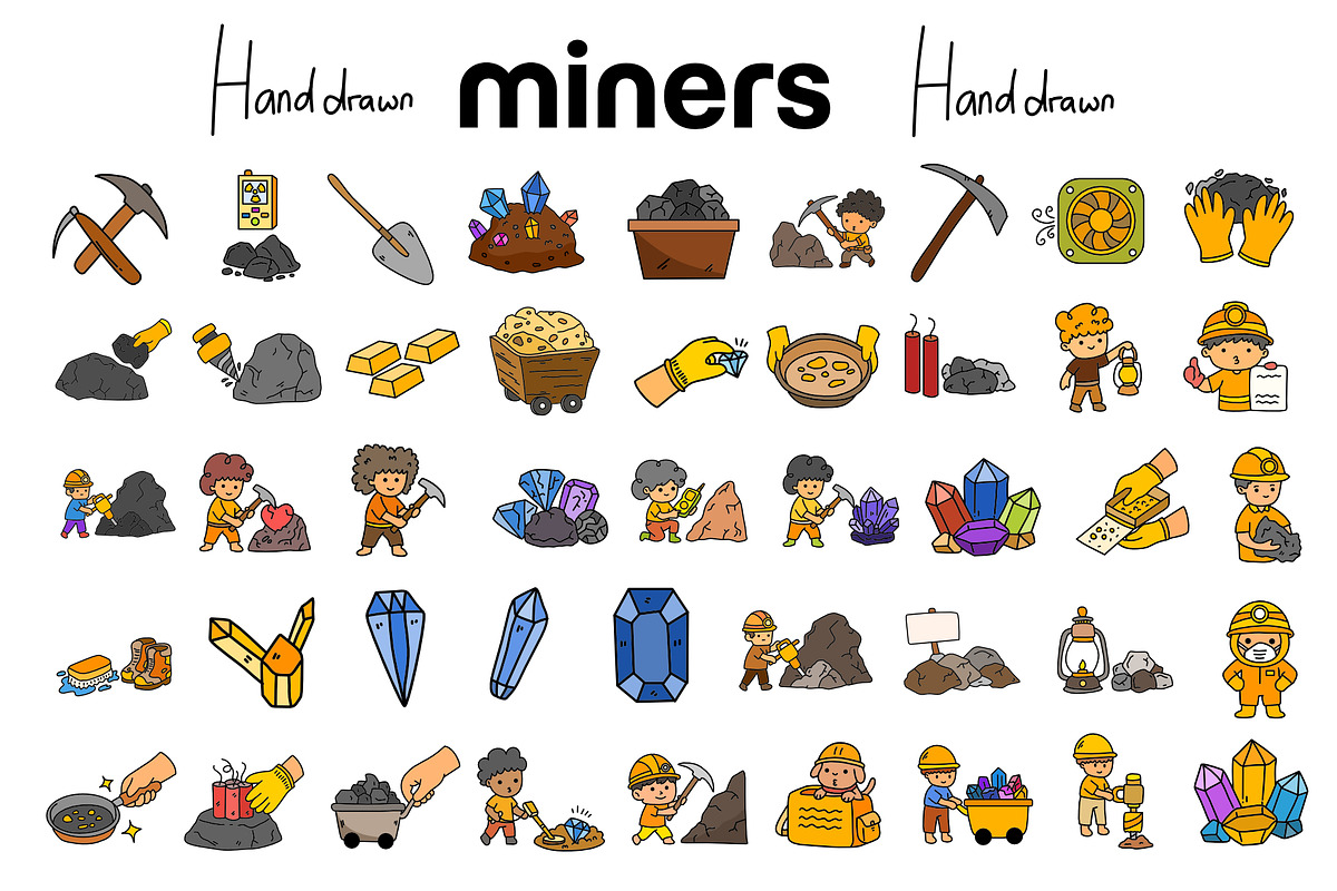 miners illustration set bundle, an Object Illustration by foxndeer (Photo 1 of 4)